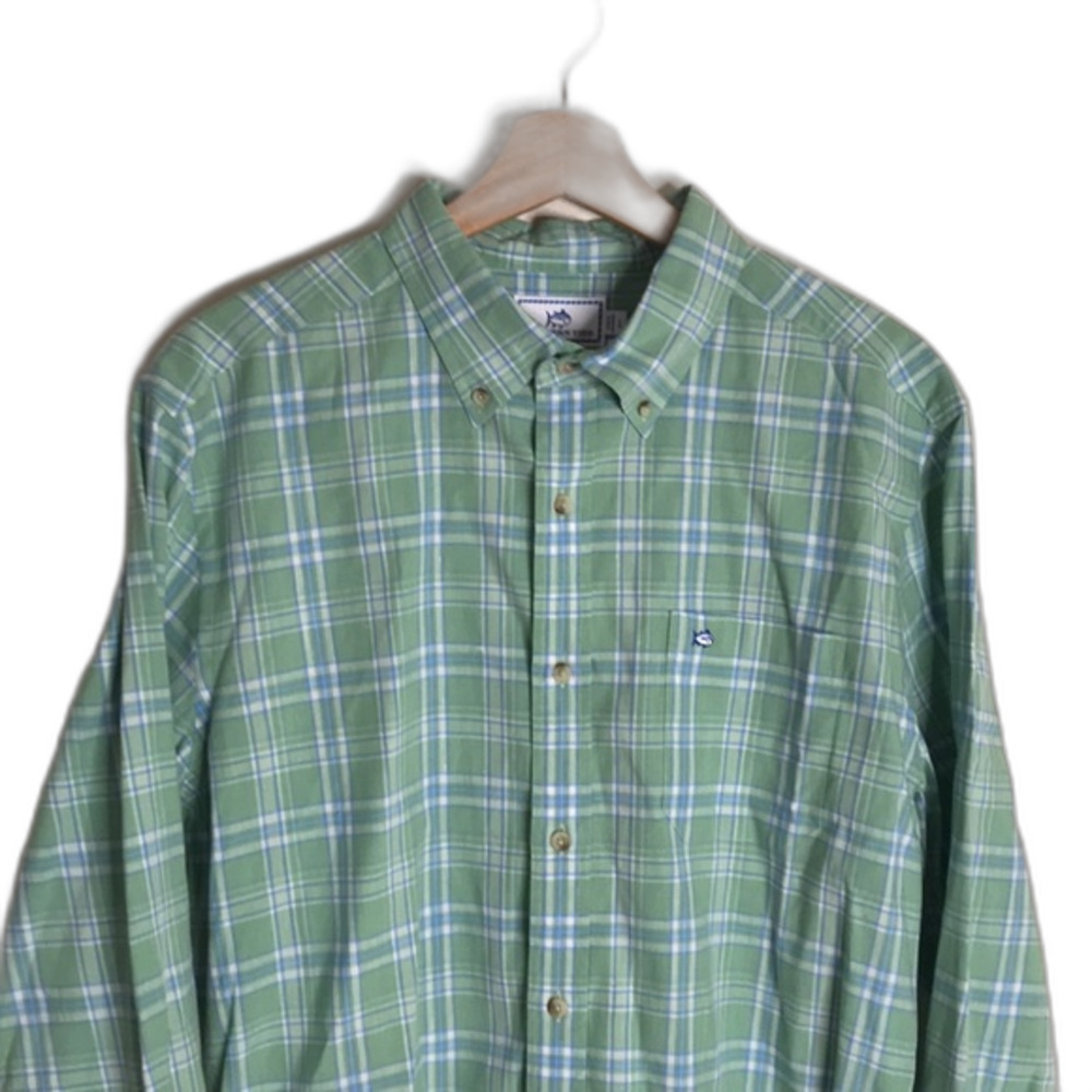 Southern tide mens plaid linen cotton long sleeve button down trim for shirt L - Picture 2 of 10